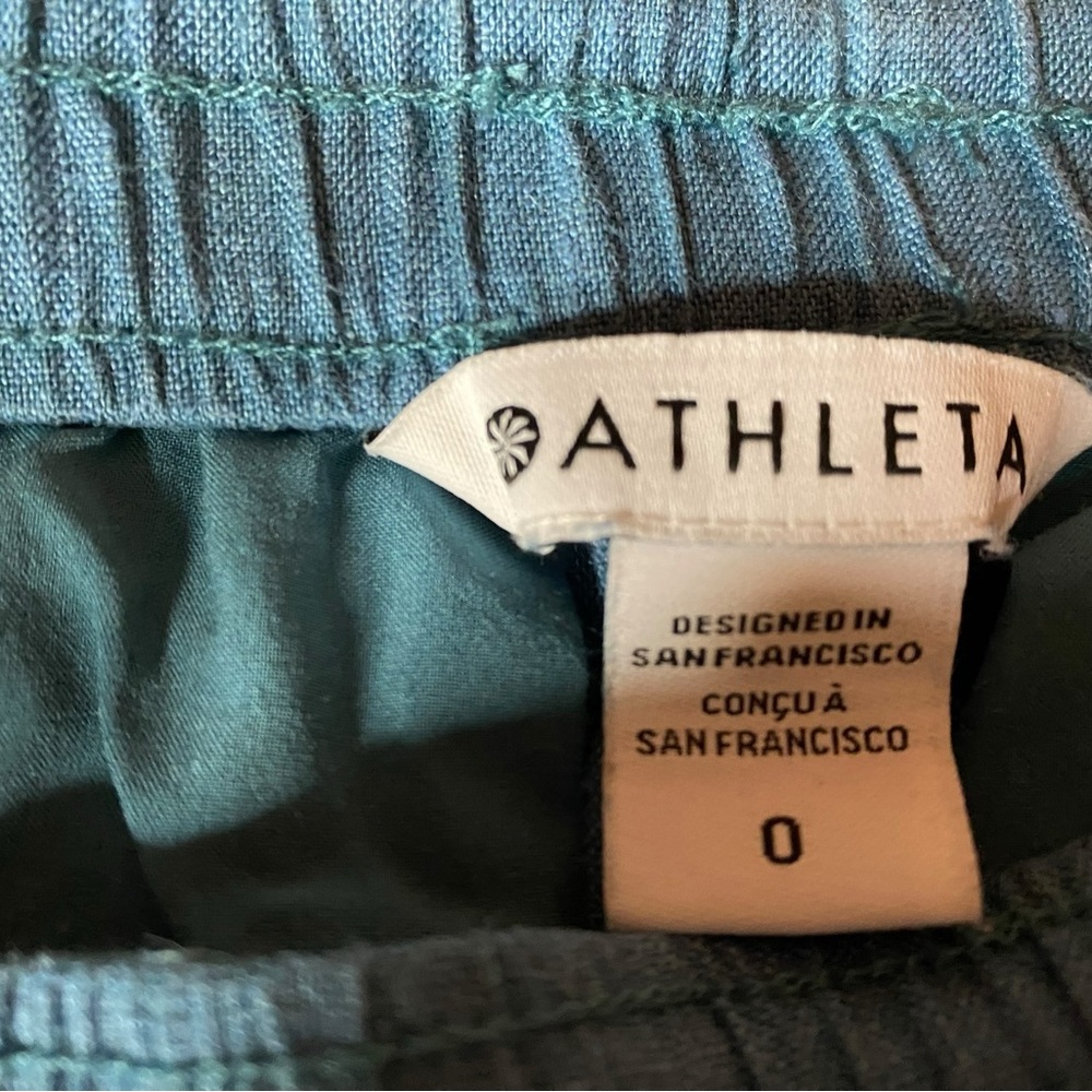 🚫sold🚫 Athleta Cabo Linen Pants Womens 0 28x28 Blue High Rise 100% Linen Lounge - Picture 3 of 4
